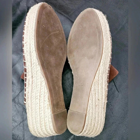 Banana Republic ESPADRILLE WEDGE MULE Suede Brown Jute basket weave Sz 6.5 US - Picture 12 of 14